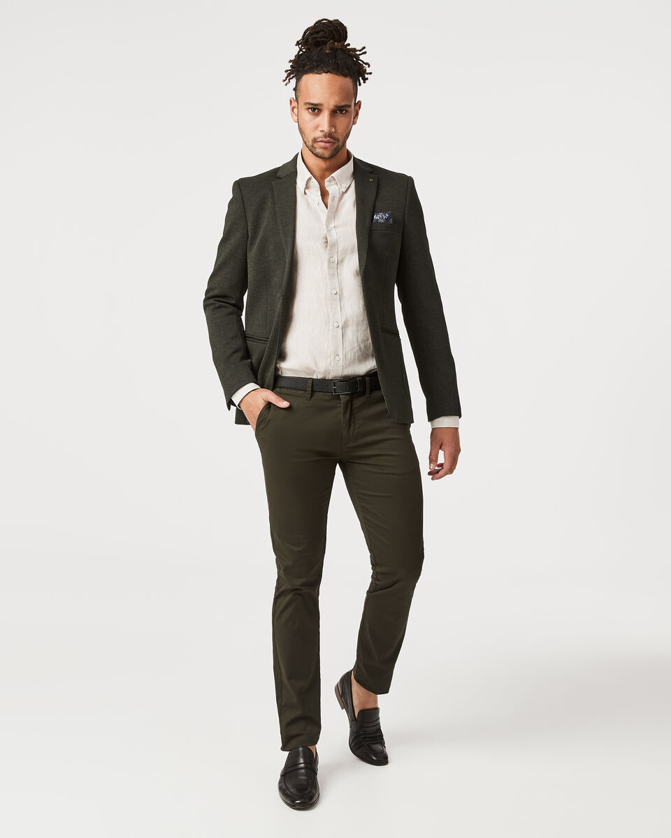 Slim Stretch Knitted Tailored Blazer, Dark Khaki, hi-res